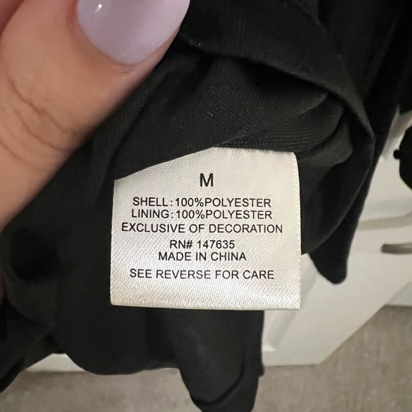 Black Embroidered Long Sleeve Dress with Mesh Detail | Sz M - Picture 4 of 7